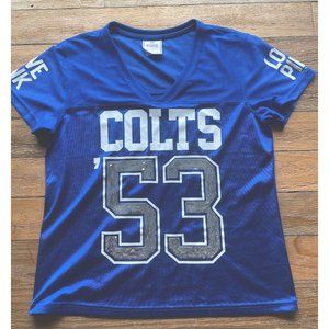 Victoria Secret Pink Indianapolis Colts NFL Blue Sequin Jersey Size Large